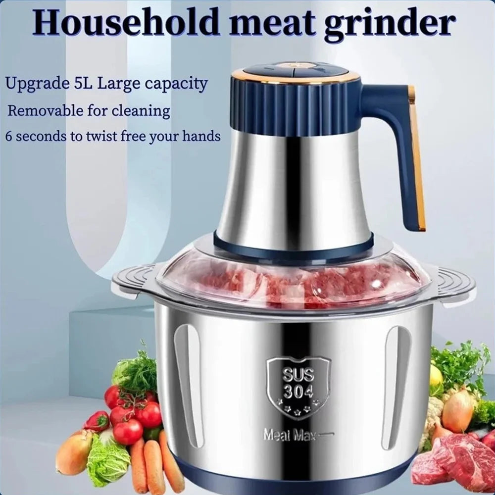 5L Electric Meat Grinders Multifunctional Vegetable Slicer Chopper 304Stainless Steel Food Processor Mixer Machine Kitchen Tool    Home Decor Supply | Online Retail | ShoreShopper.com