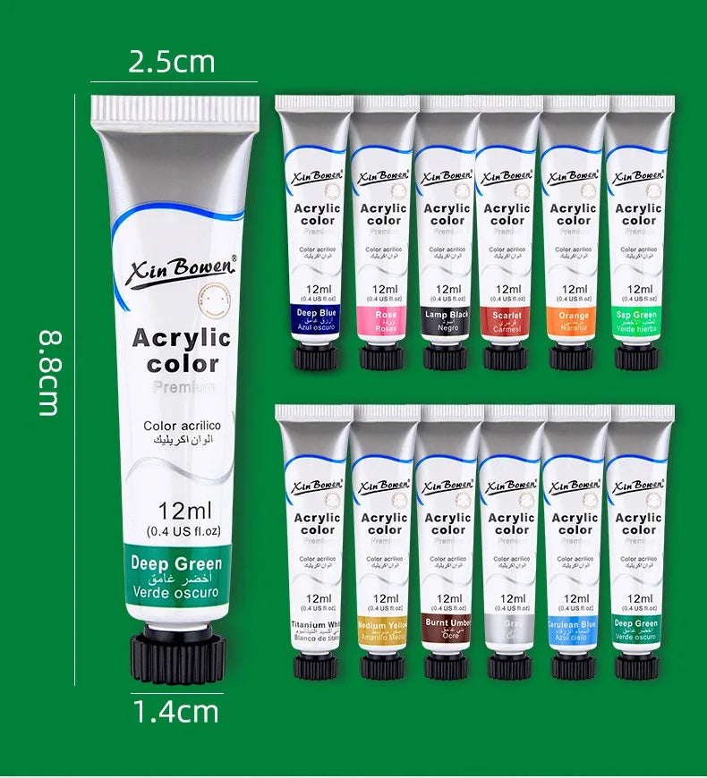 12Color Acrylic Paint Set 12ml Tubes Waterproof Art Supplies for Beginner Artists DIY Painting on Canvas Wall Art Craft Projects    Home Decor Supply | Online Retail | ShoreShopper.com