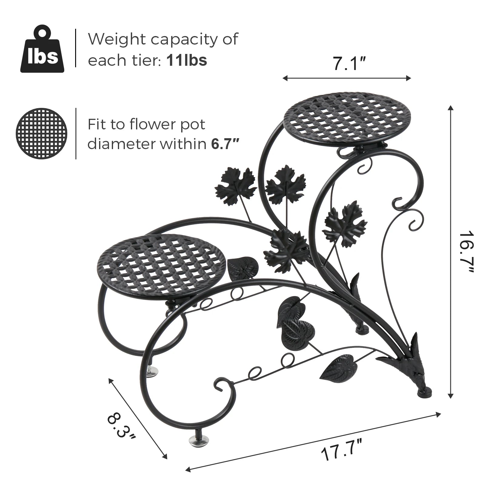 2PCS Rustproof Metal Plant Stand 4 Potted Flower Display Rack Shelf for Garden Balcony Office White and Black    Home Decor Supply | Online Retail | ShoreShopper.com