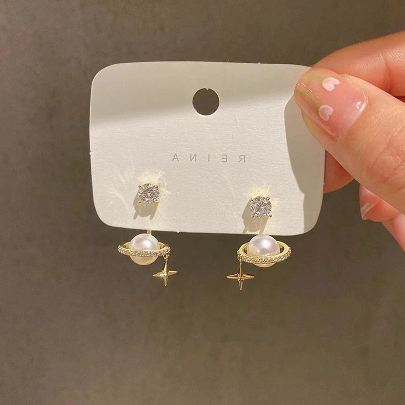 Upscale 14k Gold Jewelry Real Gold  Earrings Zircon Pearl Twist Luxury Stud Earrings for Women Brincos Pendientes Bijoux    Home Decor Supply | Online Retail | ShoreShopper.com