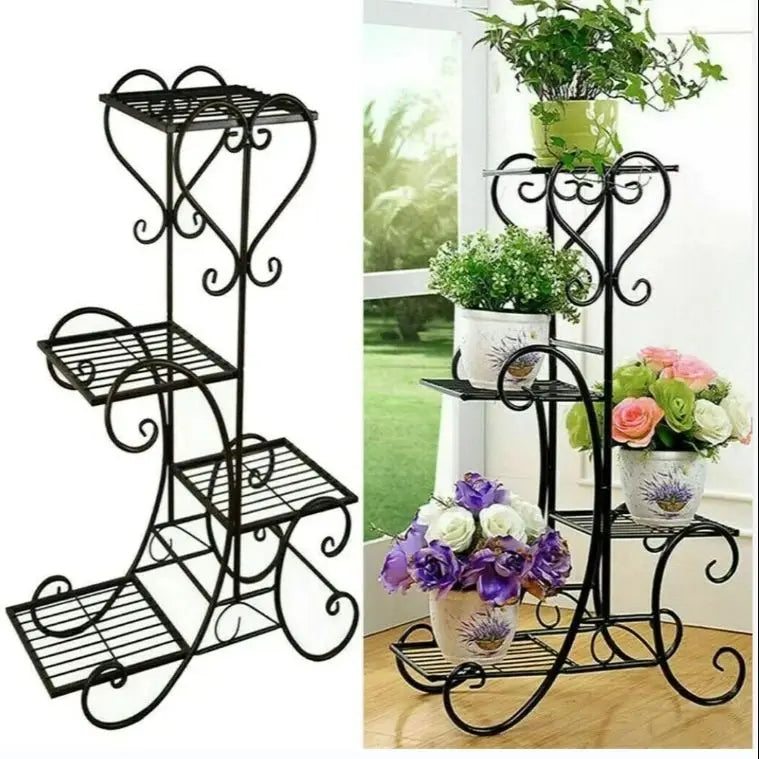 4 Tier Metal Plant Stand for Indoor Outdoor Garden Patio Flower Pot Display Rack Organizer Black and White    Home Decor Supply | Online Retail | ShoreShopper.com
