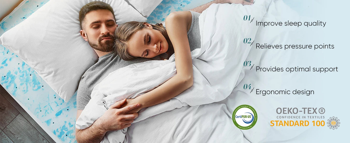 JHK 2 Inch Gel Memory Foam Mattress Topper Full Size Cooling Mattress Soft and Breathable Bed Topper School Bedroom Furniture    Home Decor Supply | Online Retail | ShoreShopper.com