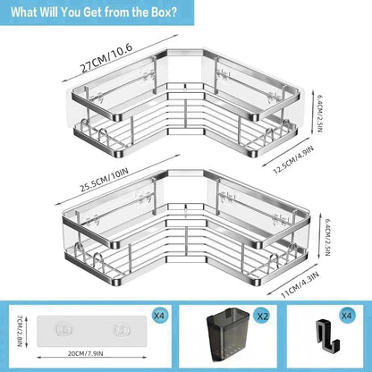 No Drilling Stainless Steel Triangle Double Layer Shelf for Bathroom Balcony Kitchen Corner Storage Space Saving Durable Design    Home Decor Supply | Online Retail | ShoreShopper.com