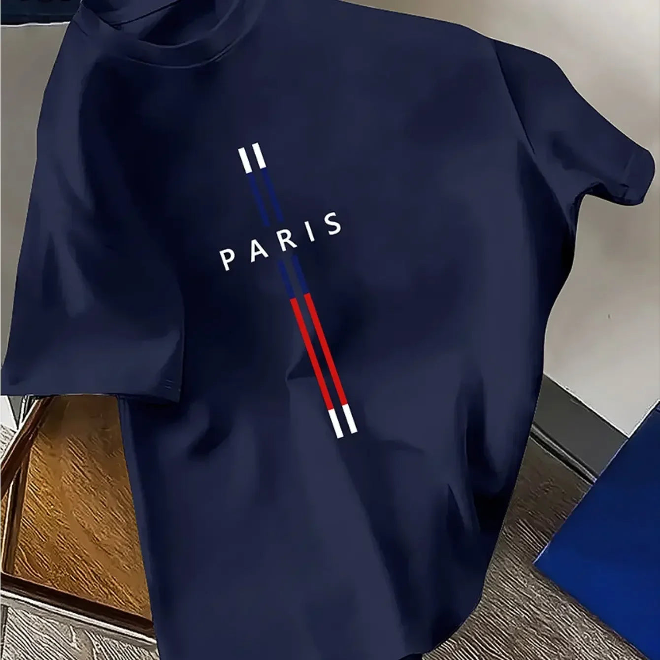 Summer Men 100% cotton fashion casual loose fit plus size Paris letter print round neck short sleeve T-shirt top    Home Decor Supply | Online Retail | ShoreShopper.com