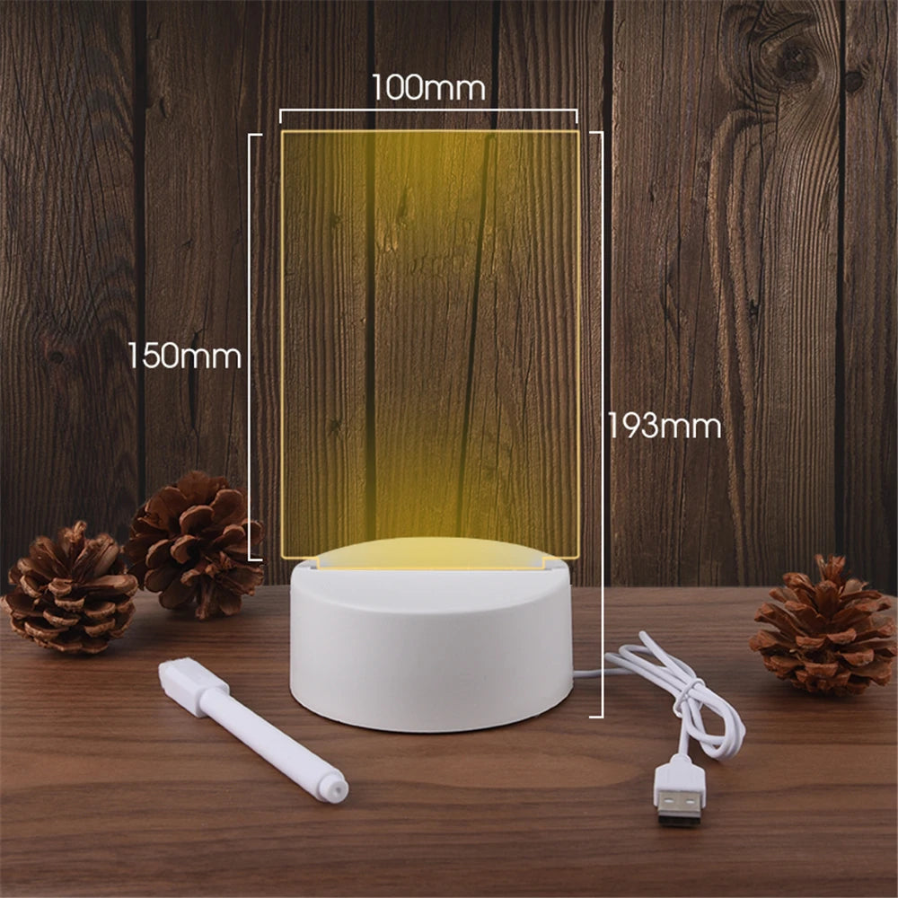 Transparent Luminous LED Night Lights USB Luminous Acrylic Night Light Erasable Write Message Board Calendar Desktop Ornaments - ShoreCo.Shop