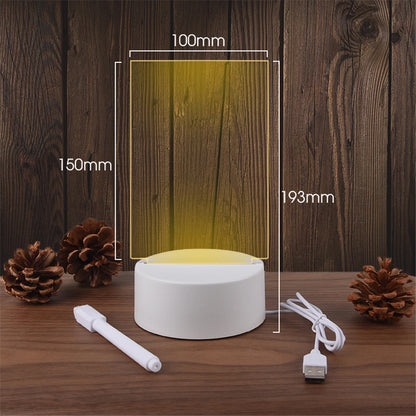 Transparent Luminous LED Night Lights USB Luminous Acrylic Night Light Erasable Write Message Board Calendar Desktop Ornaments - ShoreCo.Shop