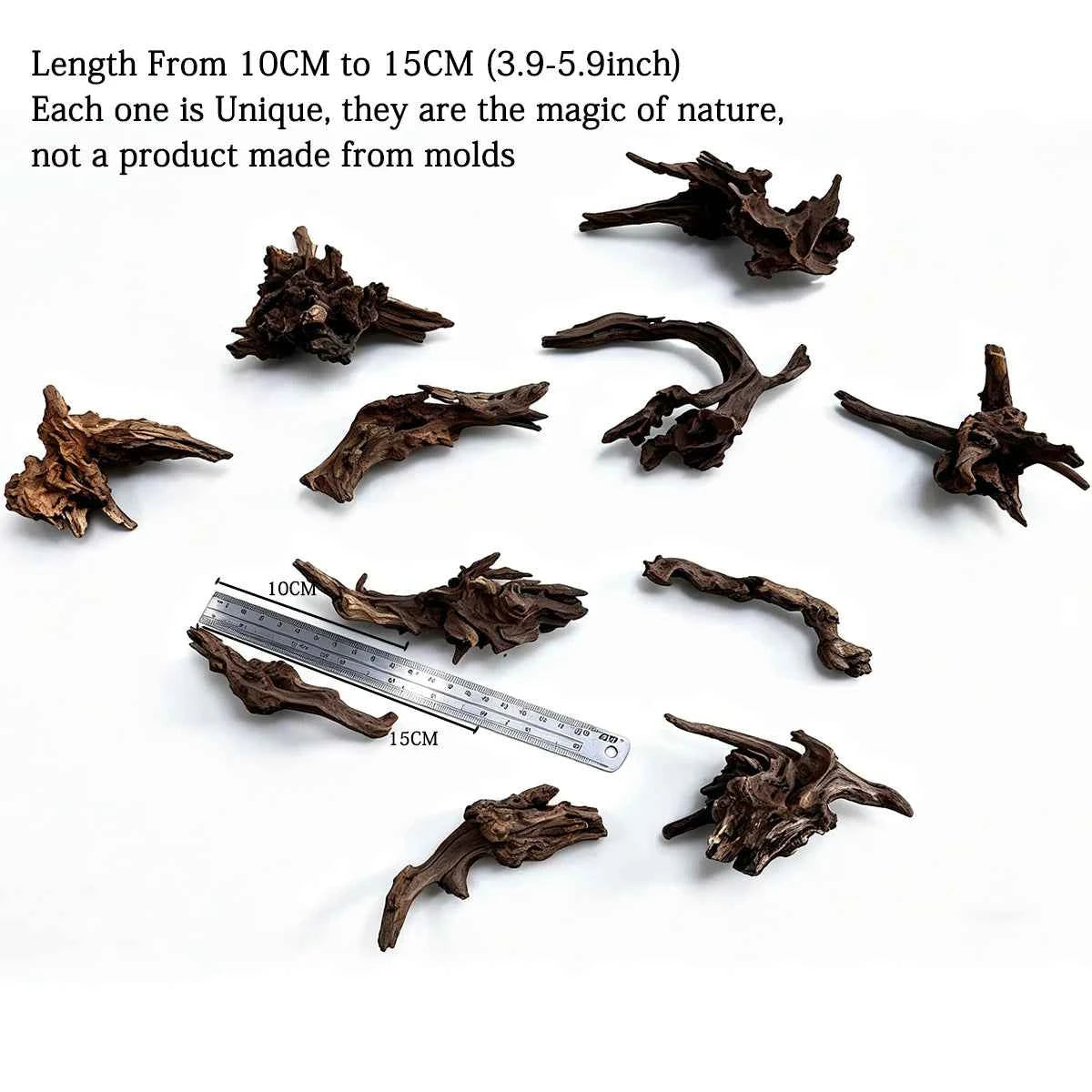 10-15CM Natural Driftwood Aquarium Decor - Premium Wood Fish Tank Ornament, Authentic Wooden Landscape for Aquatic Environments