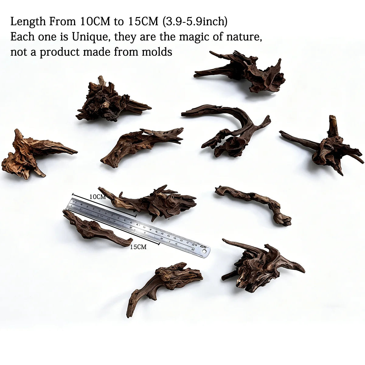 10-15CM Natural Driftwood Aquarium Decor - Premium Wood Fish Tank Ornament, Authentic Wooden Landscape for Aquatic Environments    Your Coastal Marketplace | Shoreshopper.com