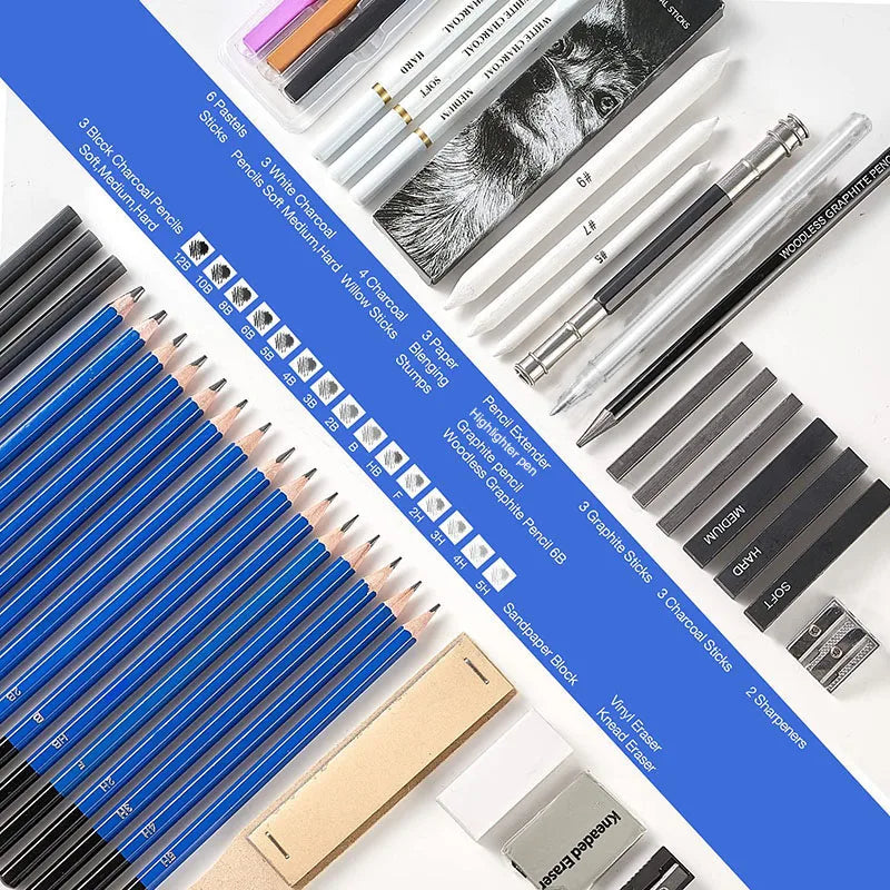 Bview Art Pro Art Kit 49pcs - Sketching Supplies Set with Graphite/Charcoal Pencils, Sketch Pad & Tools for Artists Adults    Home Decor Supply | Online Retail | ShoreShopper.com