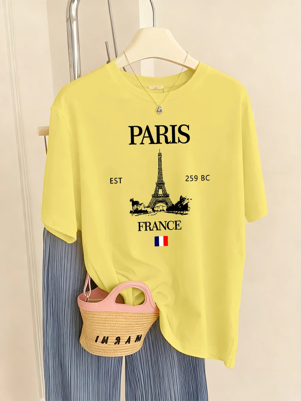 Paris France Eiffel Tower Prints T-Shirts Women Summer Basic Short Sleeve Tops O-Neck Loose T Shirts Basics Soft Womans Clothes    Home Decor Supply | Online Retail | ShoreShopper.com