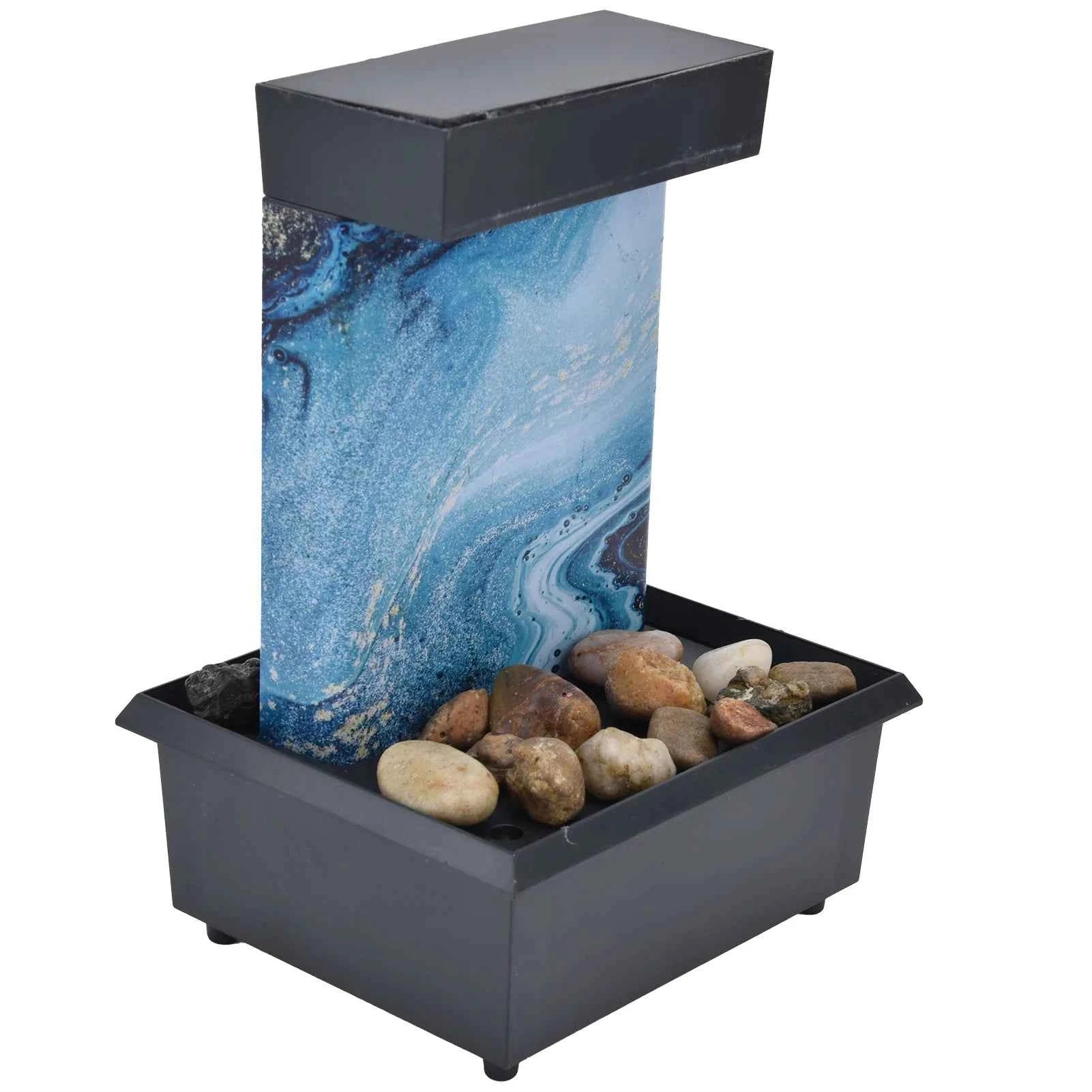 3V USB Marble Water Fountain Ornaments LED Tabletop Fountain with Stones for Home Office Table Decoration Desktop Water Fountain