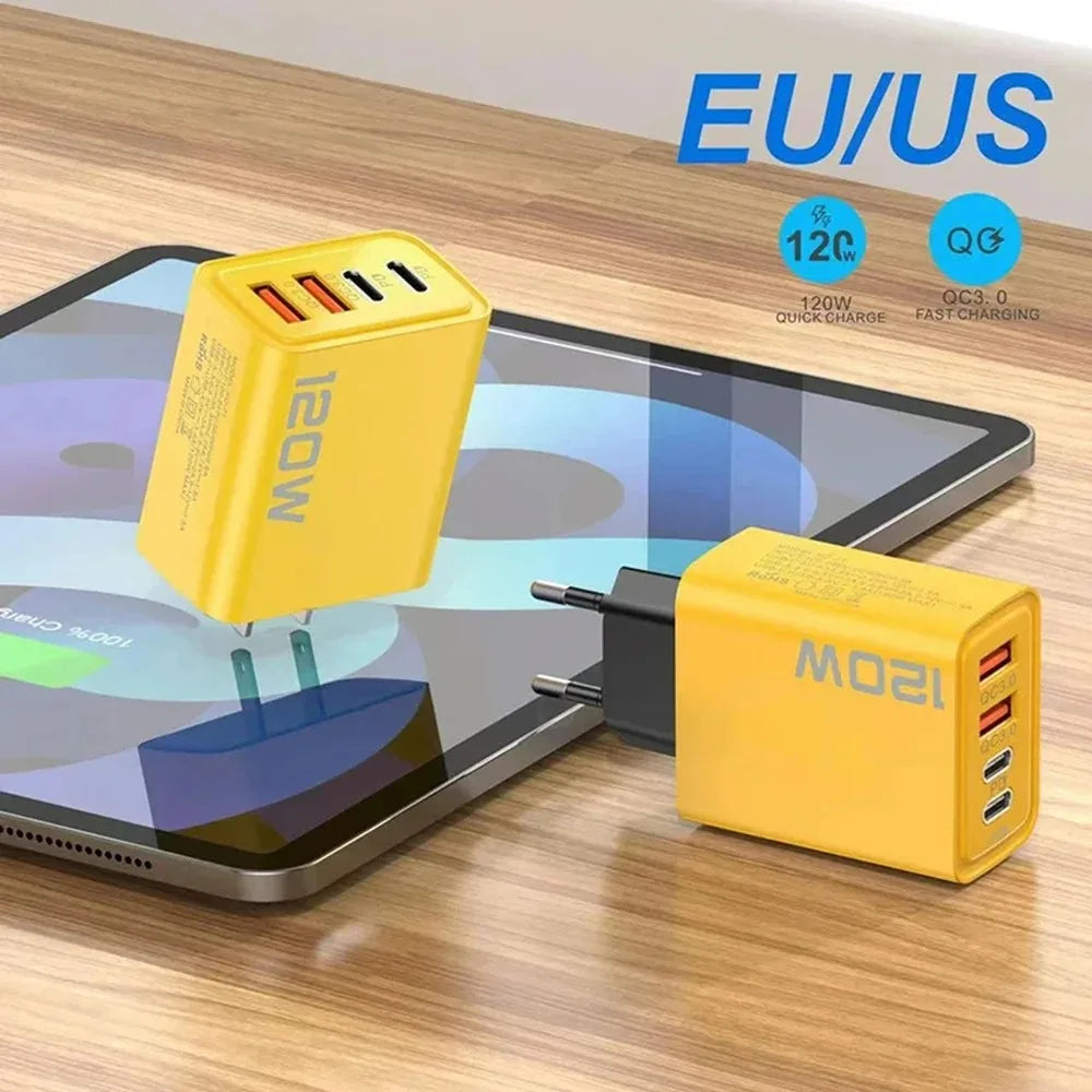 4 Ports USB C PD Charger Quick Charge 3.0 Type C USB Phone Chargers Fast Charging Adapter For iPhone 16 15 Samsung Xiaomi Huawei - ShoreCo.Shop