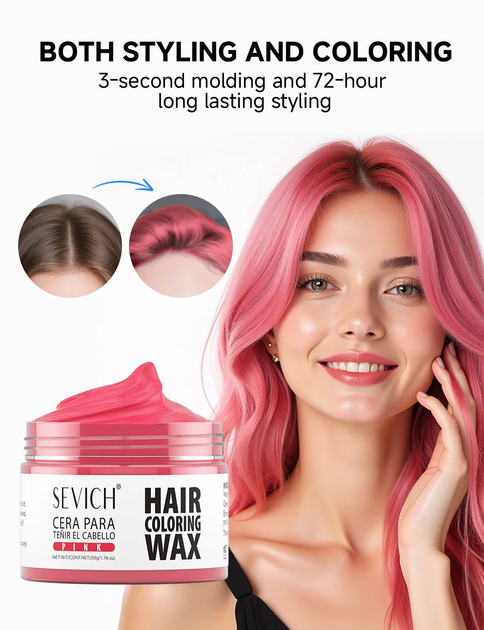 SEVICH Hair Colour Wax Temporary DIY Hair Coloring Wax One-Time Long Lasting Hair Dye Mud Cream Christmas Hair Styling Products - ShoreCo.Shop