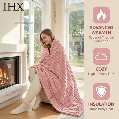IHX Solid Color Imitation Rabbit Plush Milk Plush Thickened Thermal Leisure Home Blanket Office Nap Blanket, Custom Blanket Size    Your Coastal Marketplace | Shoreshopper.com
