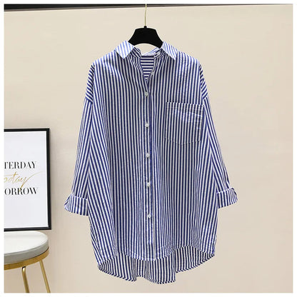 Striped Shirt Women Shirts Summer Autumn Fashion Female Office Lady Loose Blouse Long Sleeve Sun Protection Tops Casual Shirts    Your Coastal Marketplace | Shoreshopper.com