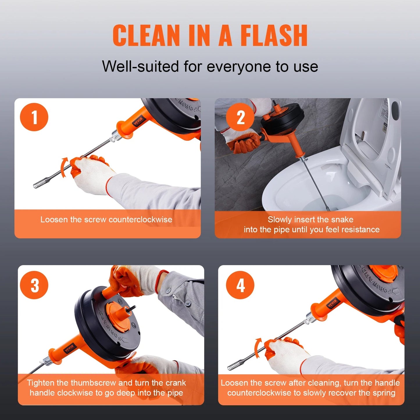 SucceBuy Drain Auger 25Ft Manual-feeding Plumbing Snake w/ Drill Attachment Drain Clog Remover Toilet Sewer Pipe Dredge for Home    Home Decor Supply | Online Retail | ShoreShopper.com