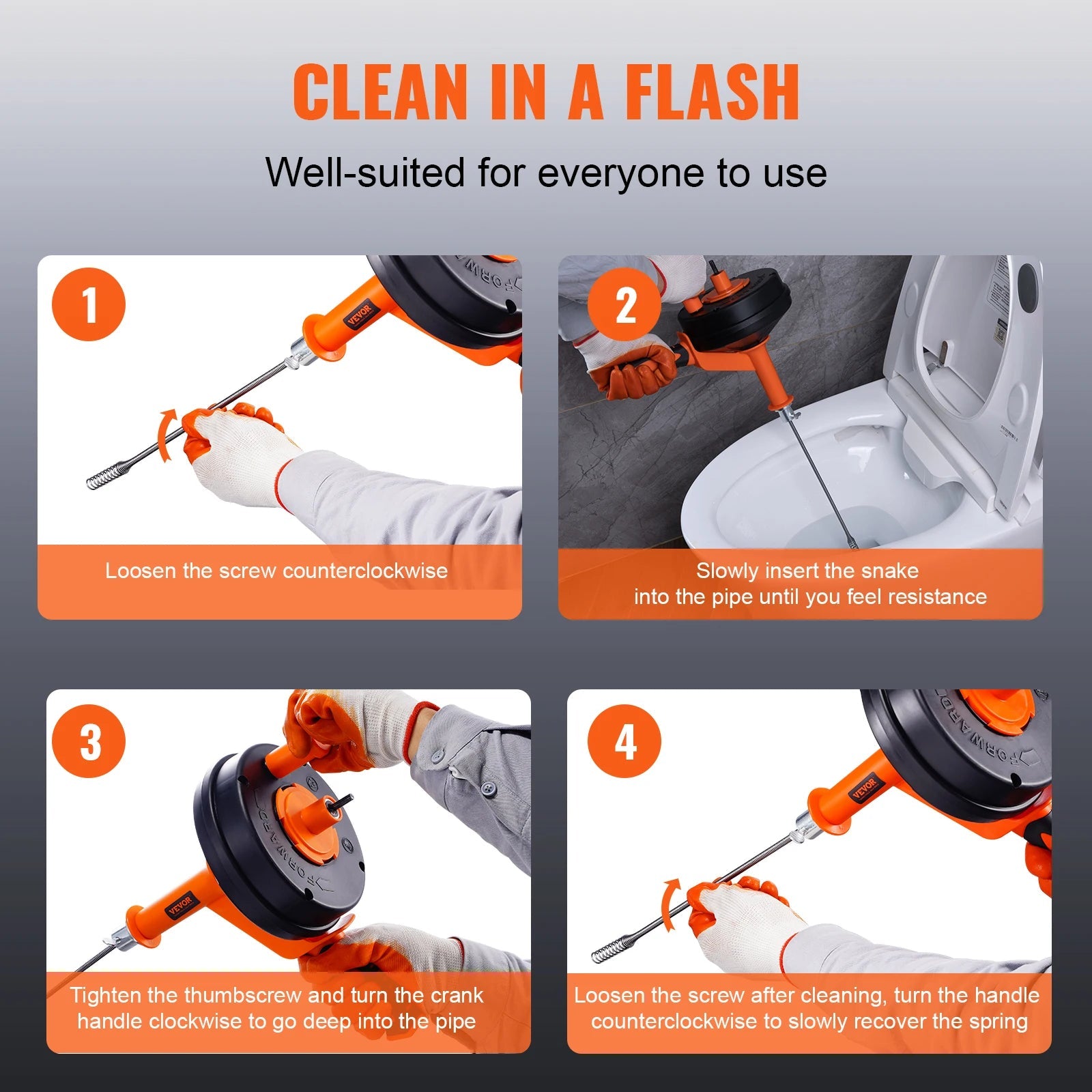 SucceBuy Drain Auger 25Ft Manual-feeding Plumbing Snake w/ Drill Attachment Drain Clog Remover Toilet Sewer Pipe Dredge for Home    Home Decor Supply | Online Retail | ShoreShopper.com