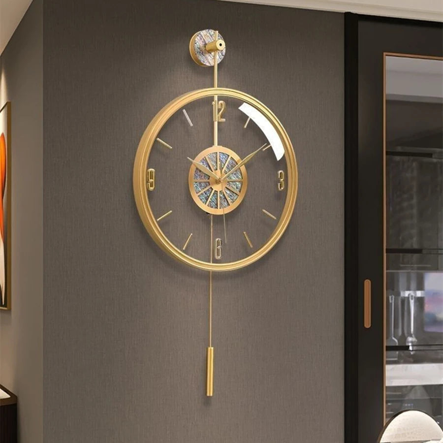 Modern Luxury Large Wall Clock With Pendulum Minimalist Decorative Art Silent Clock Nordic Living Room Bedroom Office Wall Clock    Home Decor Supply | Online Retail | ShoreShopper.com