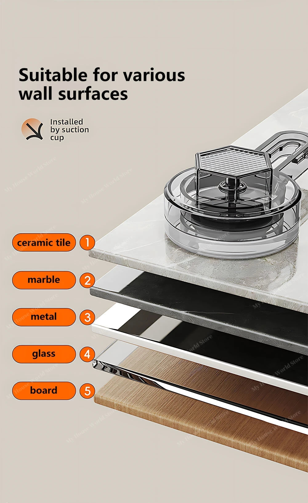 Shower Suction Cup Shelf Storage Shelf Home Organizer Shelf Holder Bathroom Organizer Suction Cup Wall Mounted Storage Rack    Home Decor Supply | Online Retail | ShoreShopper.com