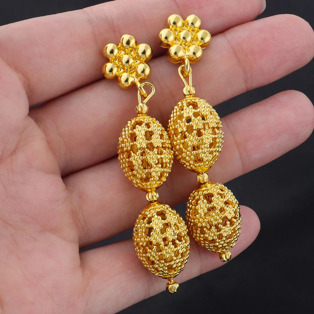 women  jewelry set indian arabic african ethiopian golden color jewelry set Hollow Out Oval Necklace Earrings Ring free shipping    Home Decor Supply | Online Retail | ShoreShopper.com