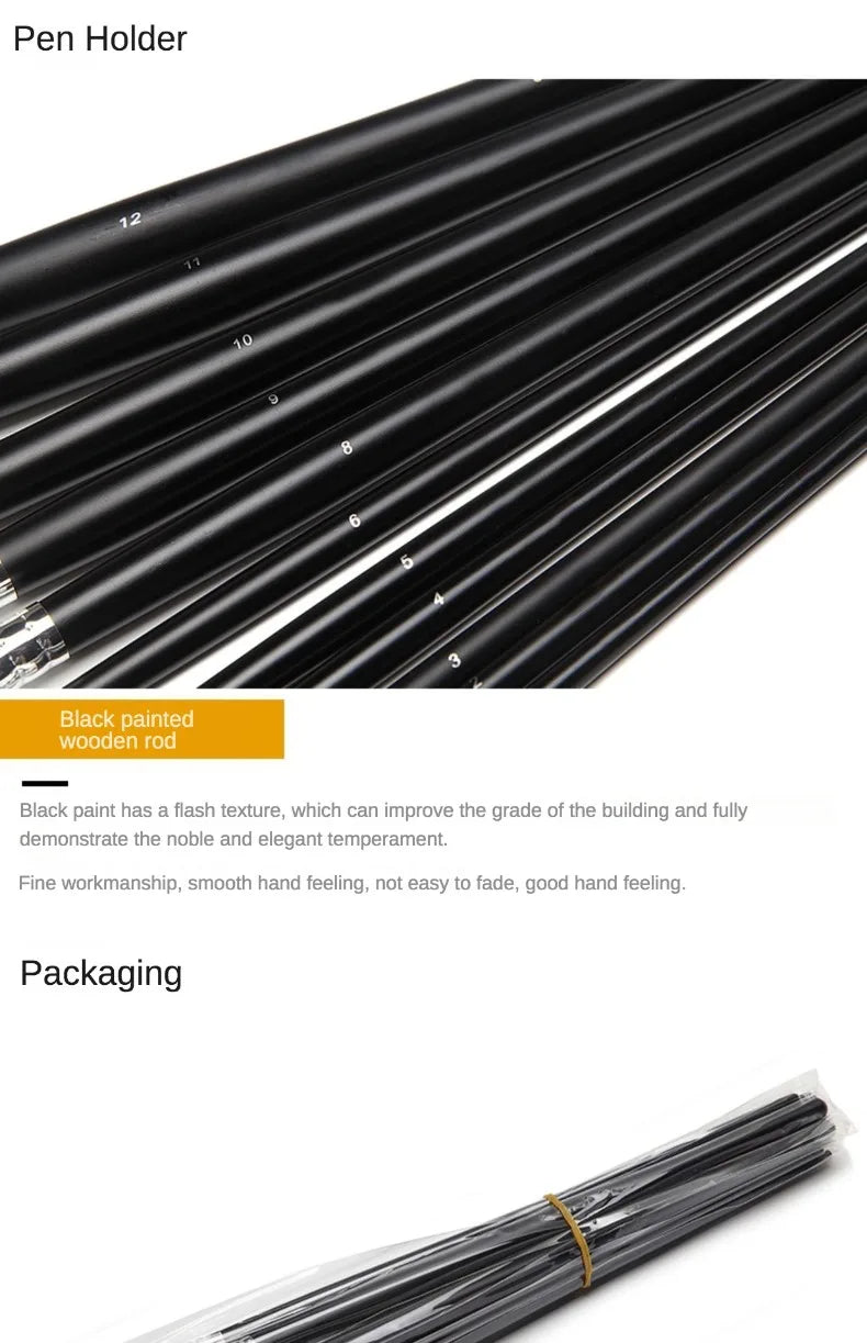6pc new concept paintbrush wild boar mane oil painting brush water powder acrylic nail round head long black pole paintbrush set    Home Decor Supply | Online Retail | ShoreShopper.com