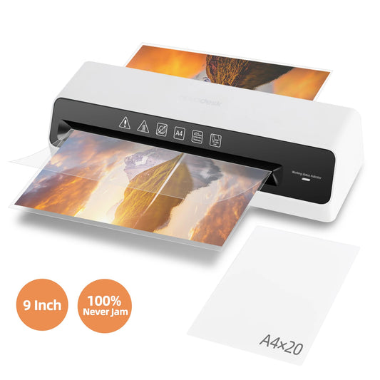 Deli 9in Max Width Thermal Laminator with 20 A4 Pouches, Quick Warm-Up, Never Jam, Desktop Laminator for Home Office Use    Home Decor Supply | Online Retail | ShoreShopper.com