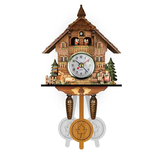 Forest Tower Wood Pendulum Vintage Clocks Vintage Silent Wood Wall Clock Realistic Pattern Wooden 3D Chiming Clock    Home Decor Supply | Online Retail | ShoreShopper.com