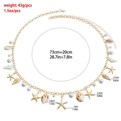 Bohemian Summer Beach Shell Waist Link Imitation Pearl Sea Star Conch Pendant Body Chain for Women Fashion Jewelry Accessories    Your Coastal Marketplace | Shoreshopper.com