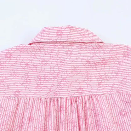Women's Shirts Spring Summer  Female Lapel Print Striped Shirt Lady Elegant Blouses Casual Temperament Chic Ladies Tops Mujer    Your Coastal Marketplace | Shoreshopper.com