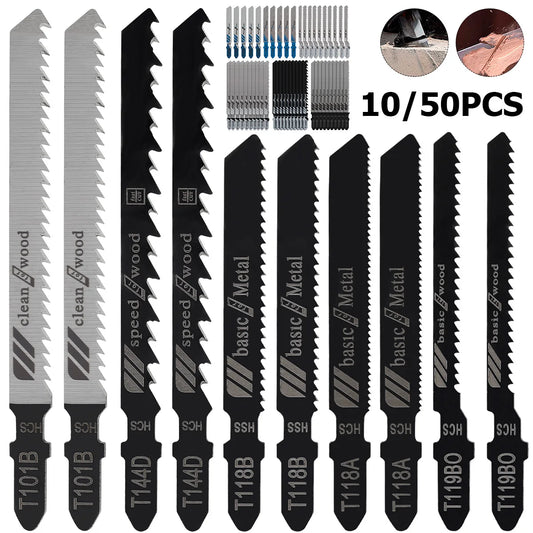 10/50pcs Jig Saw Blade Set T-shank Jigsaw Blade Wood Thin Metal Cutting Tool for DEWALT/Bosch/Hitachi/Makita/Milwaukee/Metabo - ShoreCo.Shop
