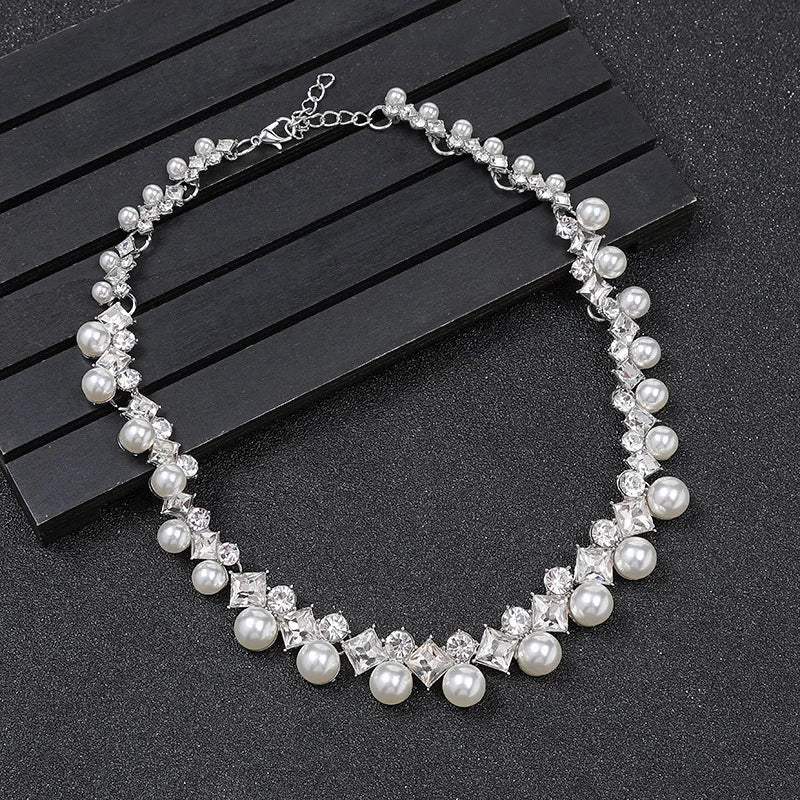 New pearl gemstone jewellery woman necklace set for women jewelry sets light luxury Women's earrings lock bone chain alloy    Home Decor Supply | Online Retail | ShoreShopper.com