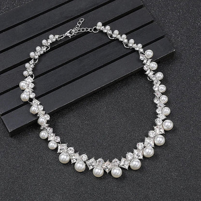 New pearl gemstone jewellery woman necklace set for women jewelry sets light luxury Women's earrings lock bone chain alloy    Home Decor Supply | Online Retail | ShoreShopper.com