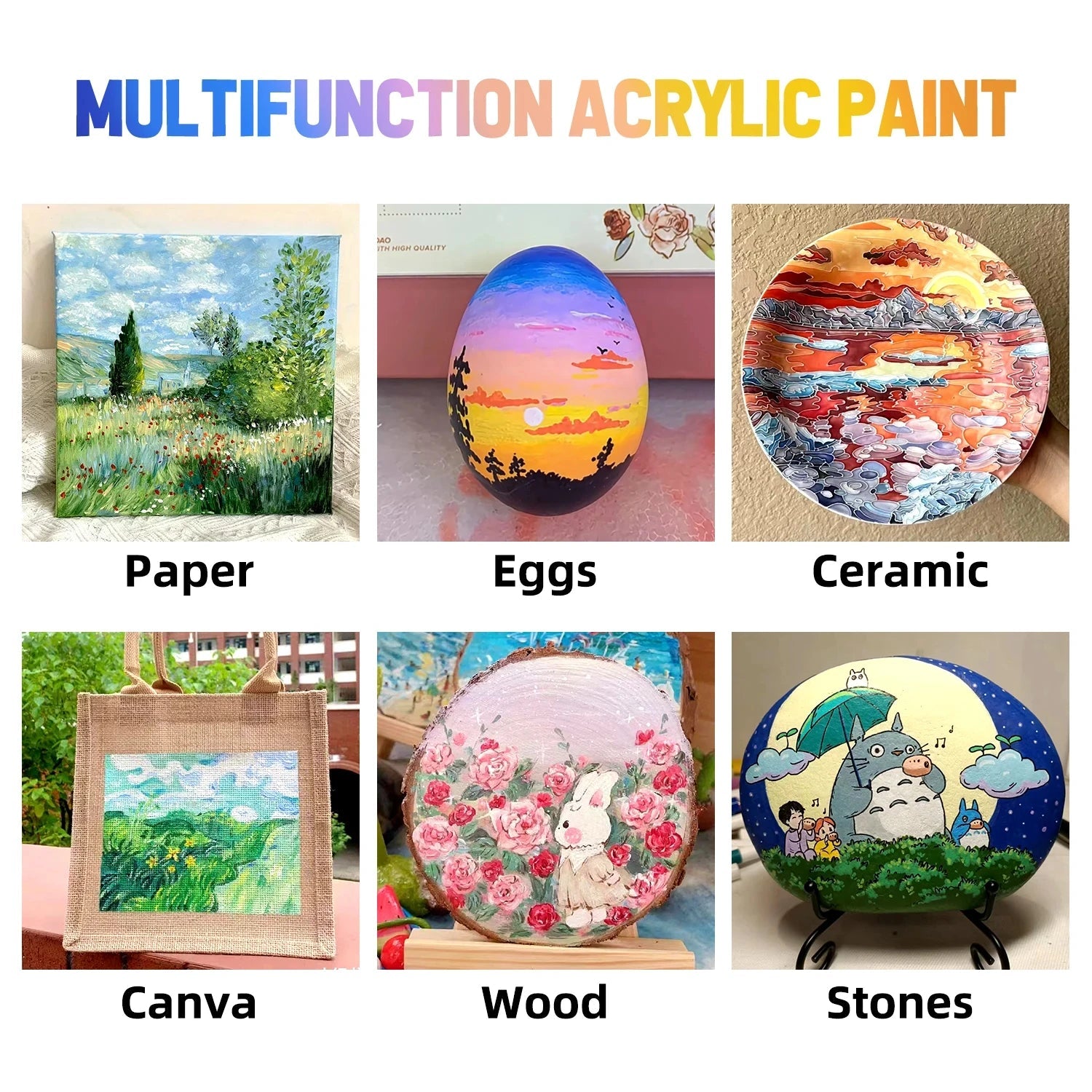 Acrylic Paints Set - 12/24 Colors 12ml Art Painting Kit Supplies for Wood, Canvas, Fabric, Rock, Glass - Non-Toxic Acrylic Paint    Home Decor Supply | Online Retail | ShoreShopper.com