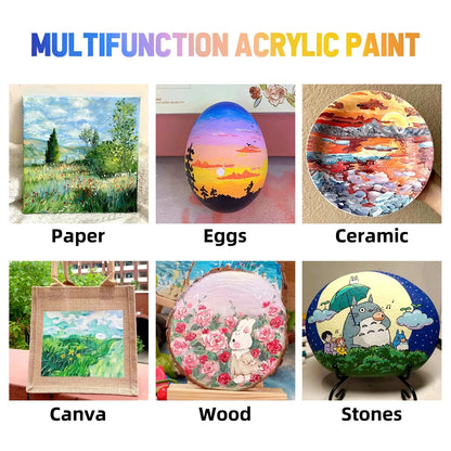 Acrylic Paints Set - 12/24 Colors 12ml Art Painting Kit Supplies for Wood, Canvas, Fabric, Rock, Glass - Non-Toxic Acrylic Paint    Home Decor Supply | Online Retail | ShoreShopper.com