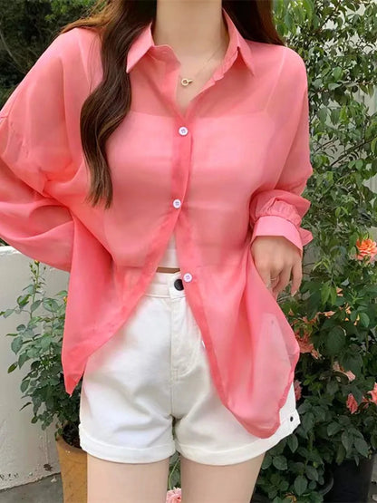 New Women's Shirt | Lightweight Breathable, Solid Color, Straight Button Placket, Lapel, Long-Sleeve, Outerwear & Sun-Protective    Your Coastal Marketplace | Shoreshopper.com
