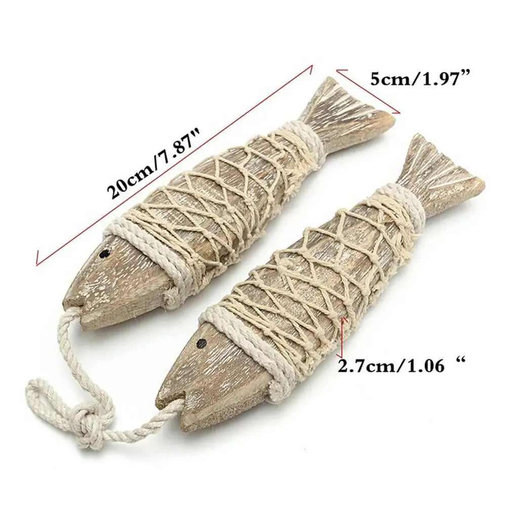 1 Pair Hand Carved Wooden Fish Hanging Marine Coastal Wall Sculptures Wooden Carved Fish Wall Decor Home Room Nautical Decor    Your Coastal Marketplace | Shoreshopper.com
