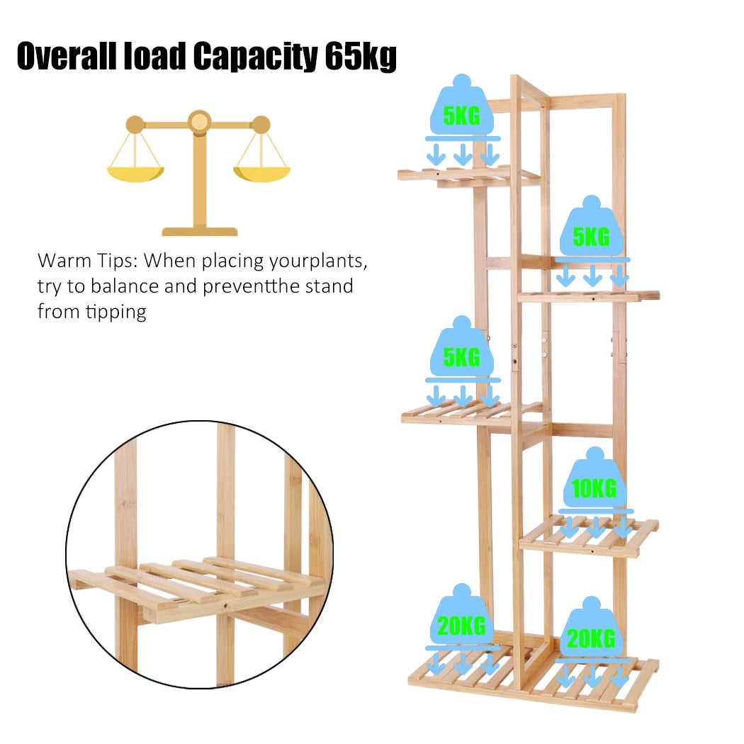 6/7 Pot Vertically Bamboo Flower Shelf Rack Plant Stand Pots Display Corner Shelving Home Indoor Outdoor    Home Decor Supply | Online Retail | ShoreShopper.com