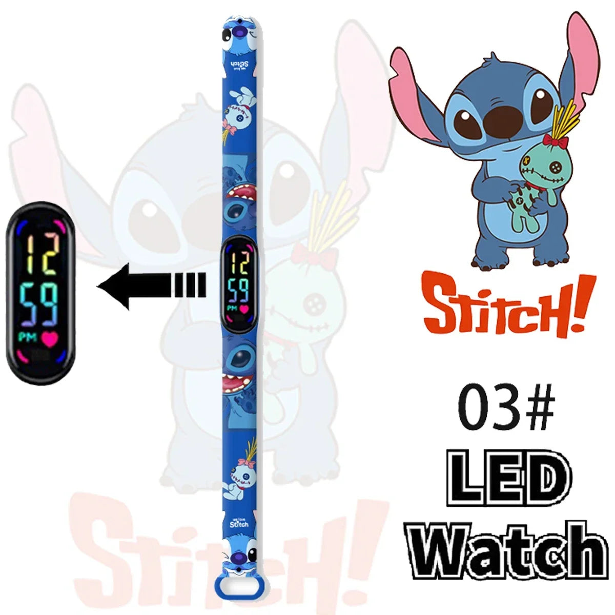 Disney Stitch Digital Kids' Watches Anime Figures LED Luminous Watch Touch Waterproof Electronic Sports Watch Kids Birthday Gift    Home Decor Supply | Online Retail | ShoreShopper.com