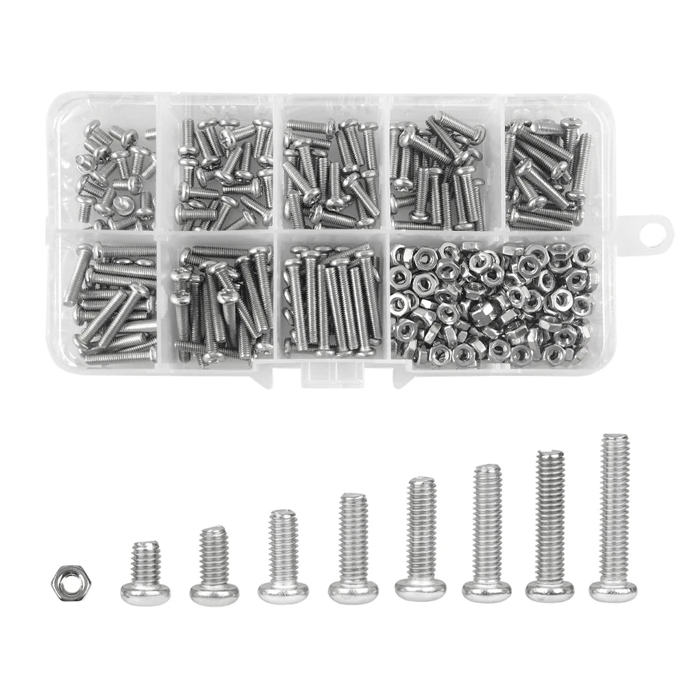 M1 M1.2 M1.4 M1.6 M2.5 M3 304 Stainless Steel Round Head Cross Small Screw Set Metric Thread Machine Bolt Assortment Kit Set    Home Decor Supply | Online Retail | ShoreShopper.com