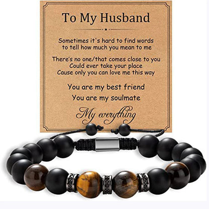 Fathers Day Dad Gifts from Daughter Son Bracelets Birthday Gifts for Men Dad Mens Bracelet Natural Stone for Him Husband    Your Coastal Marketplace | Shoreshopper.com