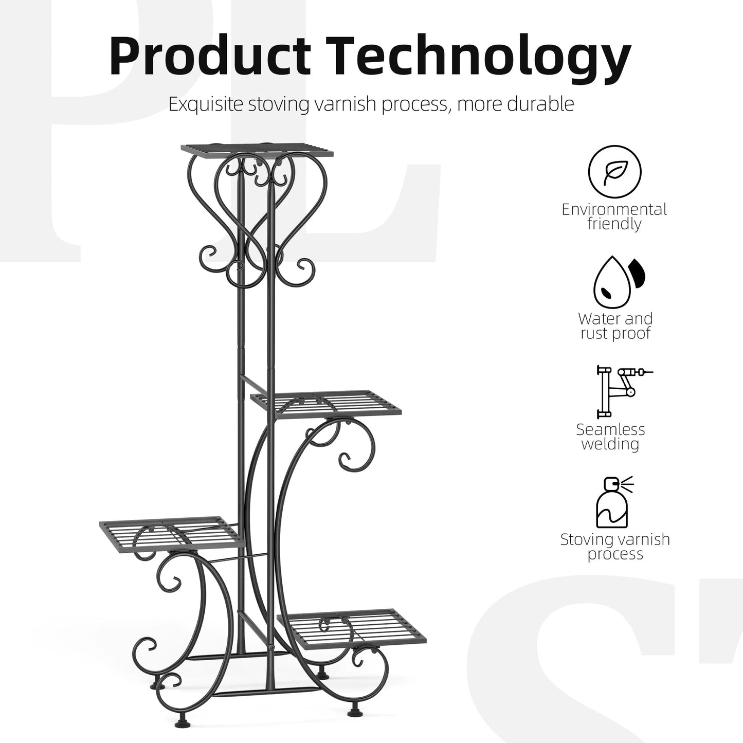 4 Tier Metal Plant Stand for Indoor Outdoor Garden Patio Flower Pot Display Rack Organizer Black and White    Home Decor Supply | Online Retail | ShoreShopper.com
