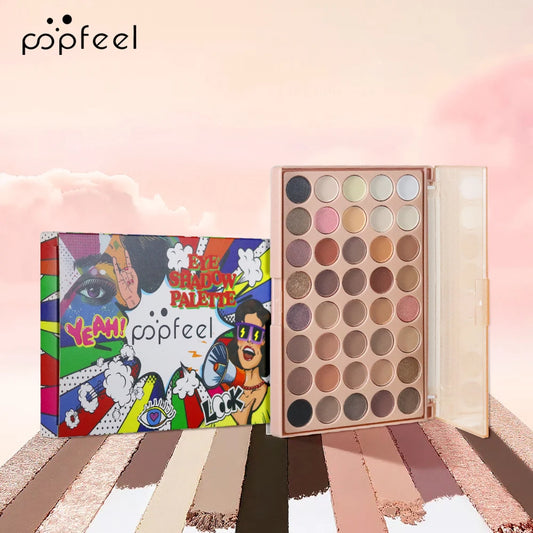 POPFEEL 40-Color Earth Tone & Pink Eyeshadow Palette – Versatile Shimmer, Matte, and Highlight Shades for Effortless Blending。 - ShoreCo.Shop