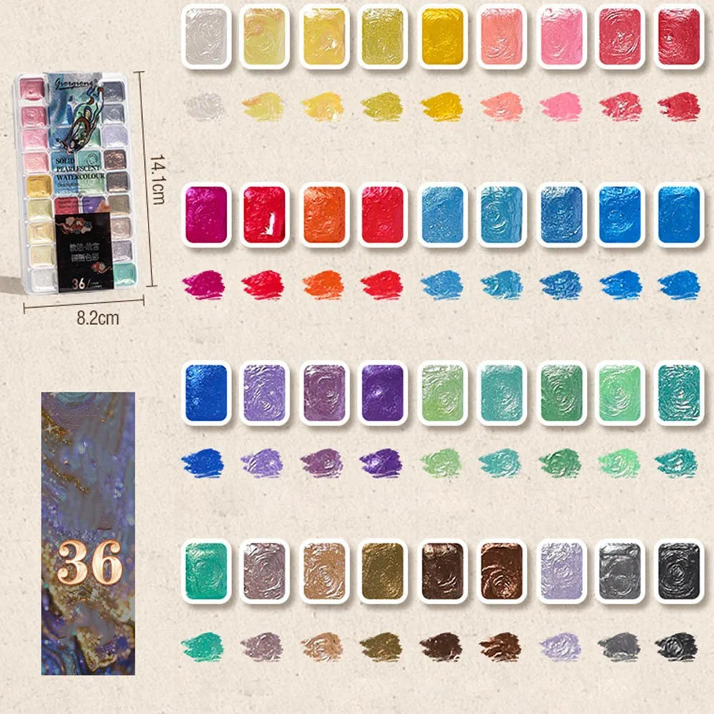 12/24/35/48Color Pearlescent Solid Watercolor Paint Multifunctional Painting Tool Set Painting Paint DIY Watercolor Sets    Home Decor Supply | Online Retail | ShoreShopper.com