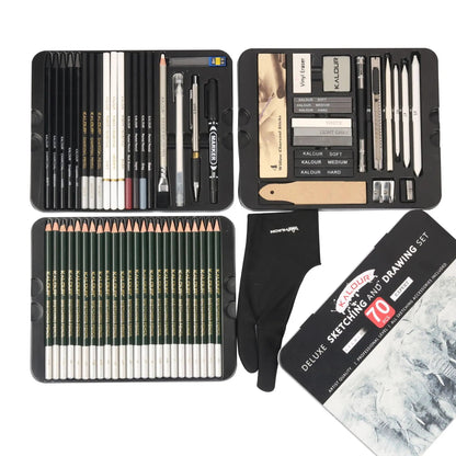 Drawing Set, 70-Pack Sketching Kit, Art Supplies with A Sketch Pad ,Colored, Graphite, Charcoal, Watercolor, Metallic Pencils    Home Decor Supply | Online Retail | ShoreShopper.com