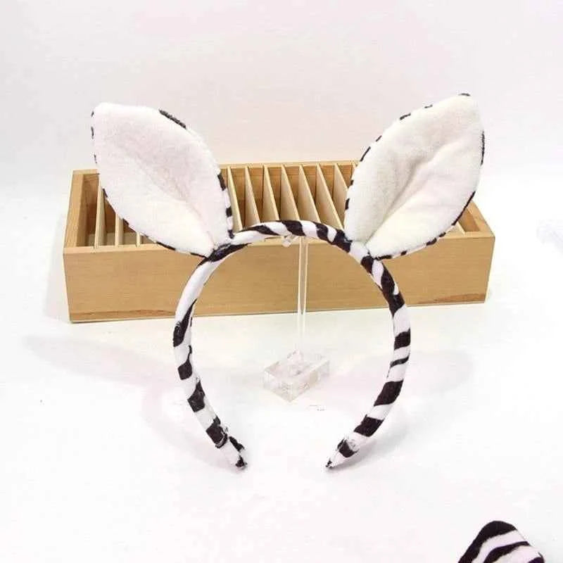 652F Halloween Zebras Ear Headbands Cosplay Zebras Ear Headwear Hairbands Headwear Halloween Hairbands Birthday Party