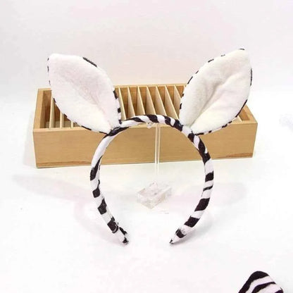 652F Halloween Zebras Ear Headbands Cosplay Zebras Ear Headwear Hairbands Headwear Halloween Hairbands Birthday Party