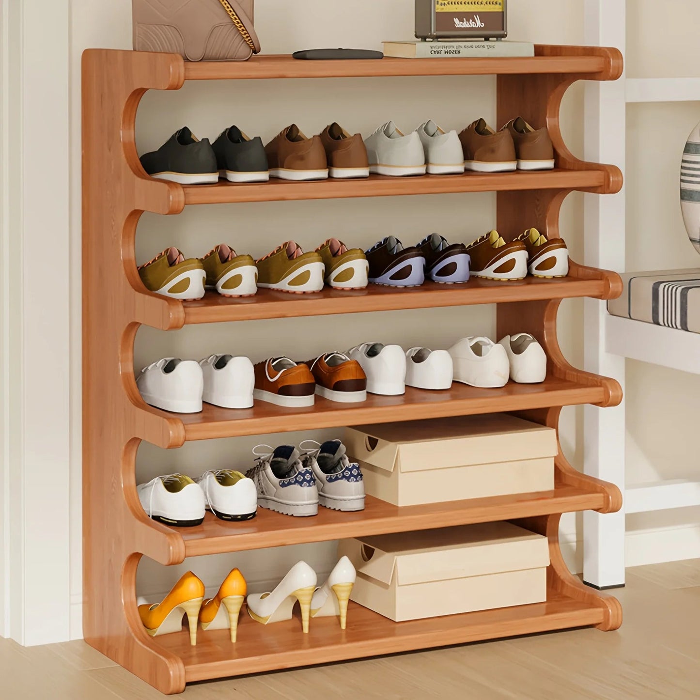 Multi-Tier Shoe Storage Rack, Compact Space-Saving Easy Assembly, Square Shelves for Entryway Dorms Apartments Home Desk Drawer    Home Decor Supply | Online Retail | ShoreShopper.com