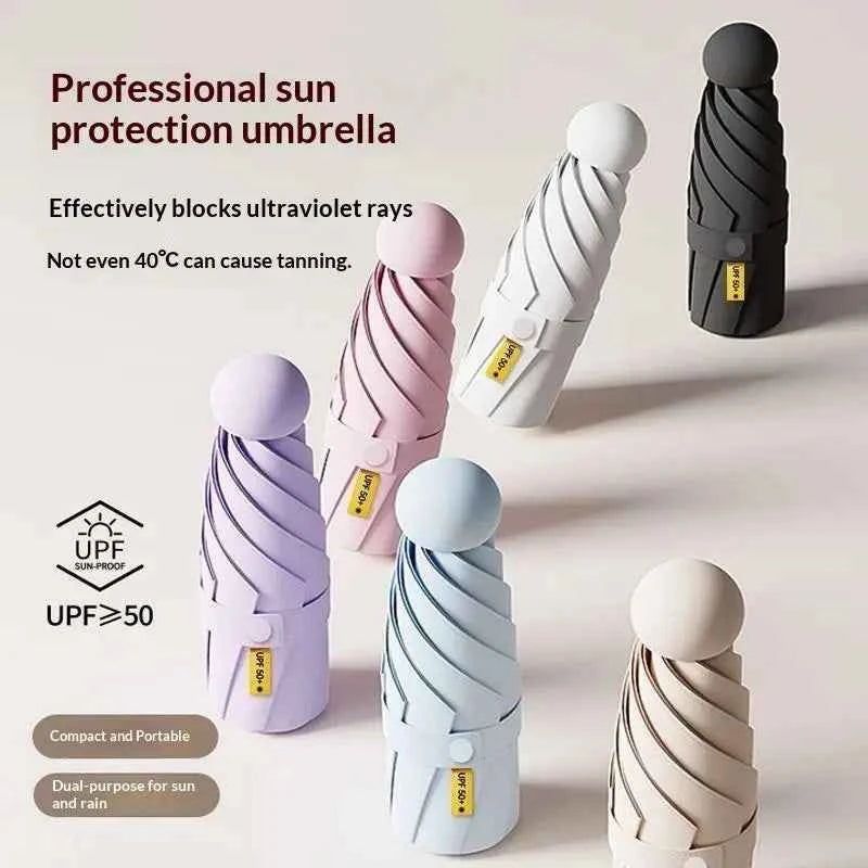 Compact Travel Mini Umbrella Uv Protection Umbrella 5 Fold Ultra Lightweight Sunshade Umbrellas Protable Manual