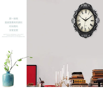 14" Vintage European Court elegance classical Style Wall Clock with Electroplated Black Gold/Silver & Roman Numerals for bedroom    Home Decor Supply | Online Retail | ShoreShopper.com