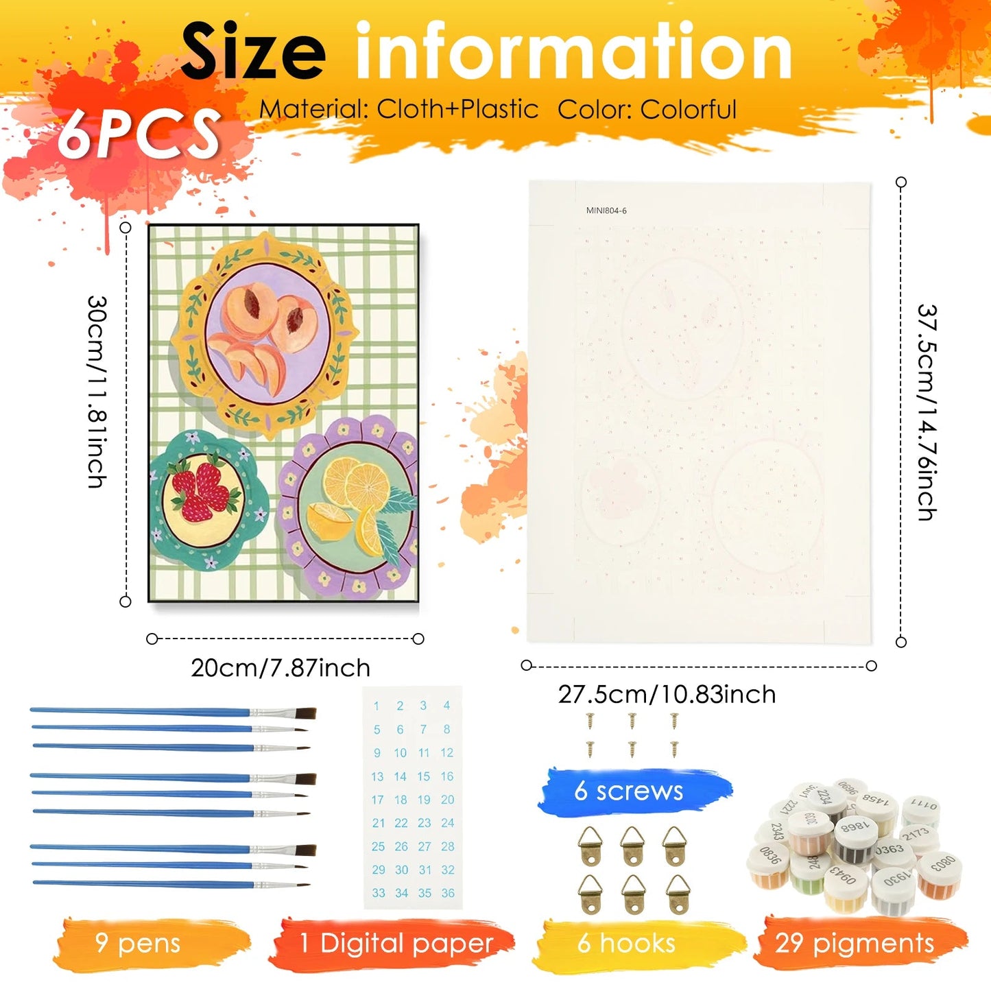 6Pcs Beginners Oil Painting Set Paint by Numbers Kit with Canvas and Brush Accessories Painting Kit for Home Office Wall Decor    Home Decor Supply | Online Retail | ShoreShopper.com